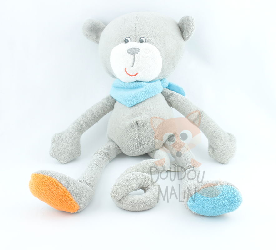  baby comforter monkey grey blue bandana 